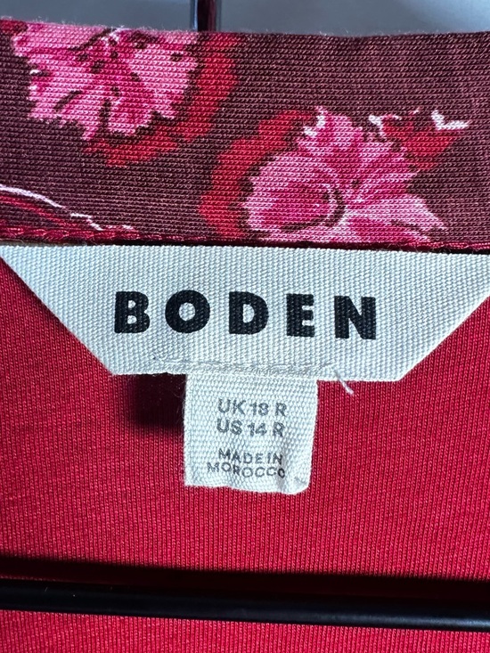 Boden Natalia Floral Long Sleeve Tea Midi Dress Delicate Carnation Red Size 14 - Picture 6 of 7